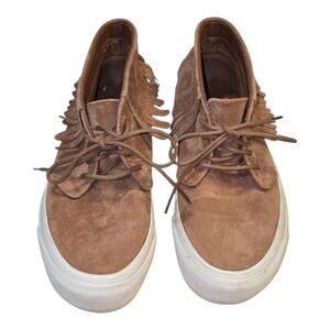 Vans Brown Suede Leather‎ Fringe Ankle Casual Shoes Sneakers Moccasins Size 8.5